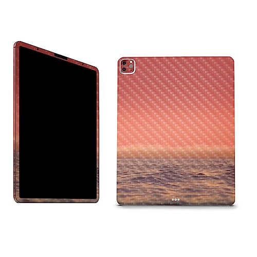 Image of MightySkins Carbon Fiber Skin Compatible with Apple iPad Pro 12.9 inch M2 6th Gen (2022) Full Wrap Kit - Red Horizon | Protective, Durable Textured Carbon Fiber Finish | Easy to Apply | Made in The USA