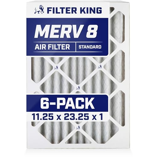 Image of Filter King 11.25x23.25x1 Air Filter MERV 8, AC Furnace Filters (6-Pack) | Dust & Allergy Control (Actual Size: 11.25 x 23.25 x .75)