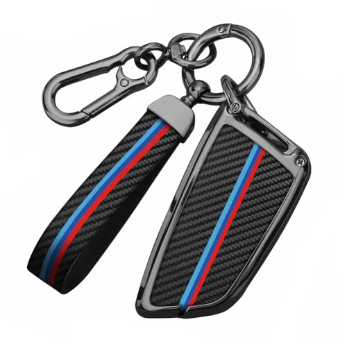 Image of Car Key Fob Cover with Fashion Keychain, Heavy Metal Key Shell Case Fit for BMW 2 5 6 7 Series X1 X2 X5 X6 GT Series, Blade Shape Car Key Case Accessories for Men (1 PCS)