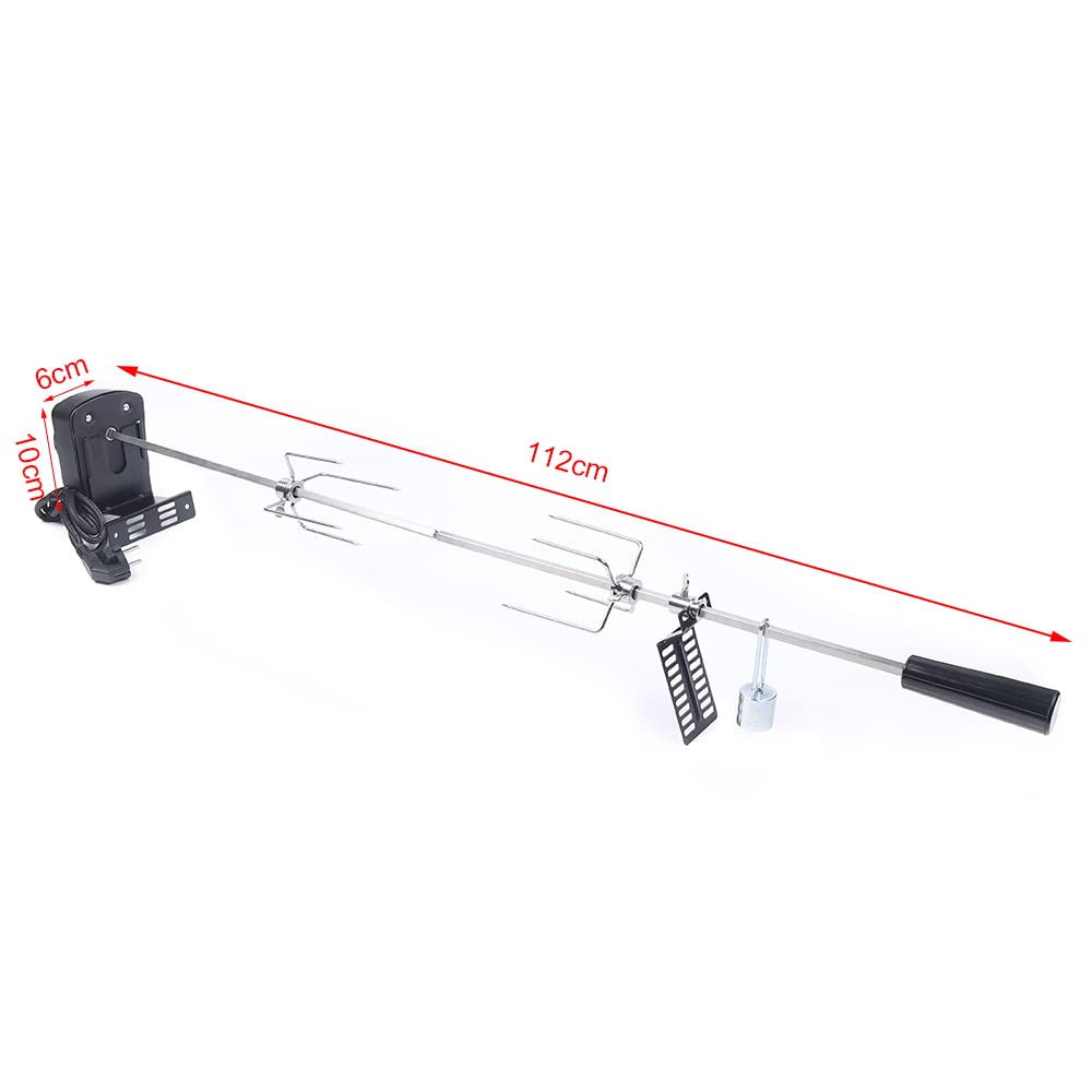 Asador giratorio con motor, 80 cm, pinchos para barbacoa con tenedor para carne, asador de acero inoxidable, 220-240 V, para barbacoa de gas