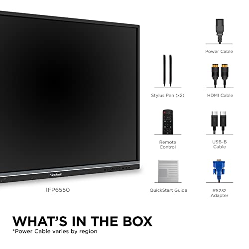 Image of ViewSonic IFP6550 65 Inch ViewBoard 4K Interactive Flat Panel Display with 40-Point Touch, Integrated Microphone and HDMI, VGA, RJ45