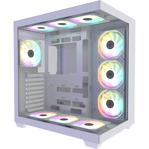 Image of GALAX HOF ALLSYNQ Dual-Chamber ATX Mid-Tower Computer Case /Gaming Cabinet with 270 View preinstall 7 ARGB Fans | Support E-ATX, ATX, M-ATX, Mini-ITX -PC CASE White