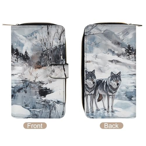 Wolf Wolves By The Stream Long Wallet for Women Men Purses Coin Pouch Credit Card Holder Organizer3
