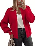 Zeagoo 2025 Cardigan Sweaters for Women Long Sleeve Chunky Knit Cardigan Crew Neck Button Down Fall Fashion Red Clothes