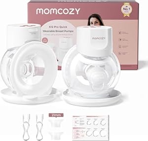 Momcozy Milchpumpe Elektrisch S12 Pro Quick, Freihändig breast pump electric, Tragbare Milchpumpe Elektrisch mit DoubleFit Hybrid-Brusthaube, Brustpumpe mit 3 Modi & 9 Stufen, 2er-Set, Weiß