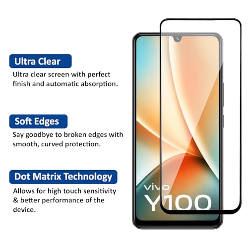 Image of AIBEX Tempered Glass for Vivo Y100 / Vivo T2 5G / Samsung A33 5G| 9H Hardness | Anti-Glare & Anti-Fingerprint | Water Resistant | Edge-to-Edge Full Screen Protector | Bubble-Free Installation