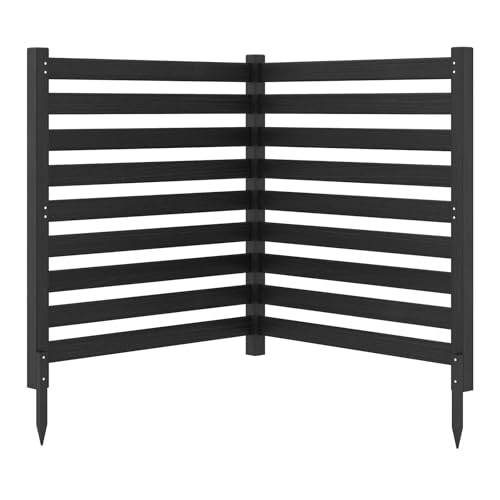 COSTWAY Valla de Privacidad de Madera Abeto, 2 Paneles, 980 x 1070 mm, valla ocultacion jardin exterior, Pantalla de Privacidad Aire Acondicionado Jardín, Psicina (Negro)