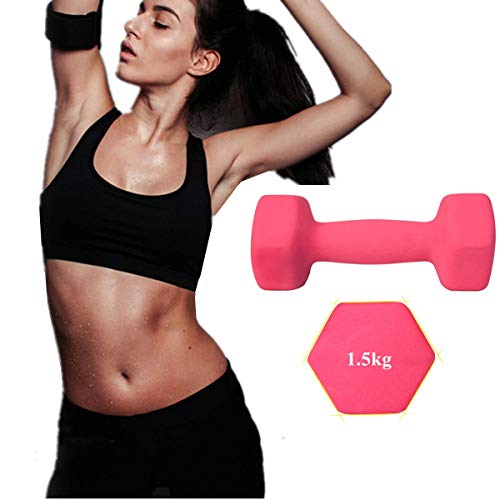 LATIBELL Fashioon Pink Single Piece Dumbbells Women Fitness Exercise Sports Equipment Girl Gym Arm Dumbbells Youth Home Ladies Fitness Equipment 1pcs Dumbbell Indoor (1.5, 1pcs)