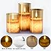 VIODAIM Ice Crystal Real Wax Glass Flameless Candles with Remote & Timer, Battery Operated Candles with Warm Flickering Flame, Realistic LED Candle for Wedding Home Decor [D3×H4/5