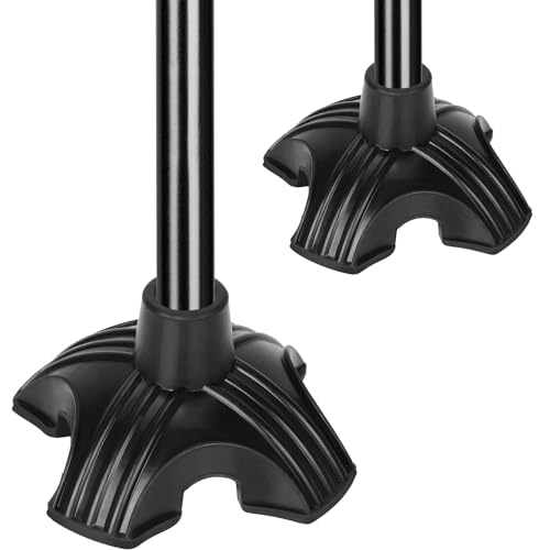 supregear 2-Pack Cane Tip - Self Standing Heavy Duty Quad Rubber Replacement for Walking Cane (19mm) - Stable Four Point Non-Slip Cane Tip for Folding Cane Walking Stick Cane Accessory Cane Foot Pad
