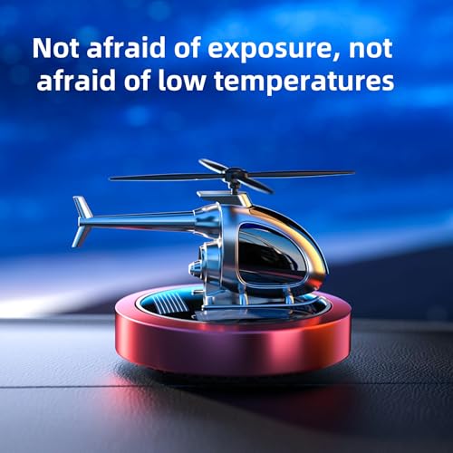 Image of Car Diffuser Quiet & Stylish Helicopter Solar Dashboard Decor Auto-Rotating Air Purifier for Men & Military Enthusiasts Enhance Driving Experience (Red)