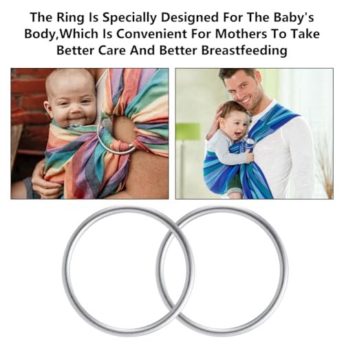 Baby Sling Ringe,2pcs Tragetücher Ringe,Tragbar Aluminiumring für Kleinkinder,Kinder Tragetuch Silber,Baumwolle Wrap Aluminium Ringe,Babytragetuch Ring Zubehör für Kleinkinder