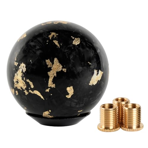 muge racing Universal Gear Shift Knob Forged Carbon Fiber Ball Type Stick Shifter with 3 Adapters,Gold