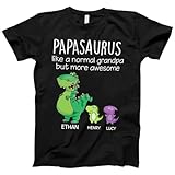 Personalized Papasaurus and Kids Shirt, Custom Dino Grandkids Name Shirt, Grandpa Shirt, Papa Shirt, Daddy Shirts for Men, Gift for Fathers Day, Birthday, Idea Gifts Father Day Shirt