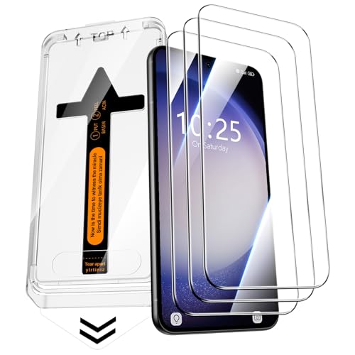 QUESPLE [3 Stück] Panzerglas Schutzfolie für Samsung Galaxy S23, [Auto-Installation] Anti-Kratzen, Ultra-klar, Anti-Bläs...