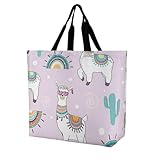 EJFICAHG Sacs À Main Pour Femmes Motif Alpaga Et Cactus Sac D'achat Sac Fourre Tout En Polyester Sac À Dos Sacoche