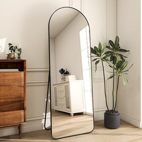 Koonmi Black 65"x24" Arch Floor Mirror, Full Body Mirror with Stand, Full Length Mirror Wall Mirror Hanging or Leaning Arched-Top for Bedroom, Dressing Room Cover