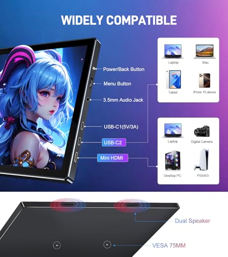 Image of 10.1 Portable Touchscreen Monitor,HDMI USB-C for Travel Mac (dark black)