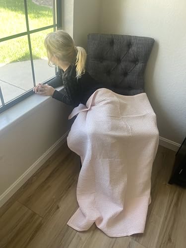 Image of Soft & Cozy Baby Waffle Blanket 43x40in Nursery Blankets for Boys Girls Swaddle Neutral Lightweight Baby and Toddler Throw Blanket Receiving Blanket (Light Pink)