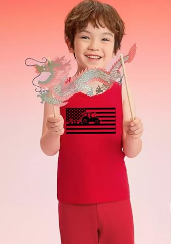 Image of 4th of July Tank Tops Toddler Boys American Flag Shirts Kids Patriotic T-Shirts Sleeveless Top 100% Cotton Tees 1-7T