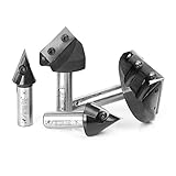 Amana Tool AMS-150 4-Pc 3D CNC Signmaking, Lettering & Engraving Insert SC 45, 60, 90 & 120 Deg x 1/2 SHK V-Groove Router Bit Set