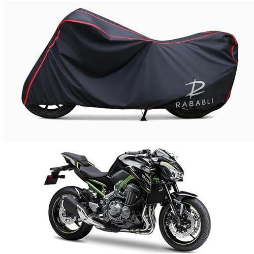 Image of Waterproof Bike Body Cover Compatible for | KawasaZ900 | Taffeta Fabric, Red Piping Design, Bottom Elastic Fit | Dustproof, Sun UV & Rain Protection for All Bikes