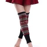 EMFGJ Jambières en Tricot Hiver sur Les Chaussettes au Genou Crochet Chaussettes Longues Legging Chaussettes pour Femmes Filles,Noir