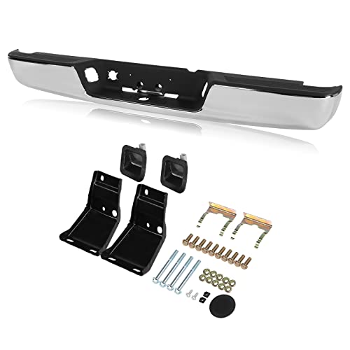MOTORHOT Chrome Rear Step Bumper Assembly Compatible with 2003-2008 Dodge