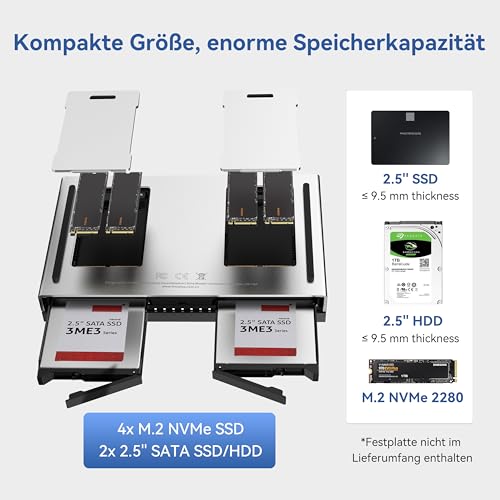 LincStation N1 6-Bay NAS Server - 16GB RAM, 128GB eMMC, 2 Bay x SATA HDD + 4 Bay M.2 NVMe, Intel Celeron Quad-Core, 4K HDMI, 2 Jahre Garantie, Unraid OS, Network Attached Storage (Diskless) – Ansicht 8