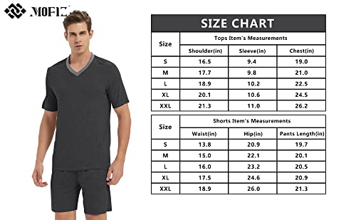 Mofiz Mens Pajamas Sleepwear Short Sleeve Lightweight Soft Top Shorts Lounge Set Soft Summer Pjs Sleep Set Dark Grey Xl #TOP6