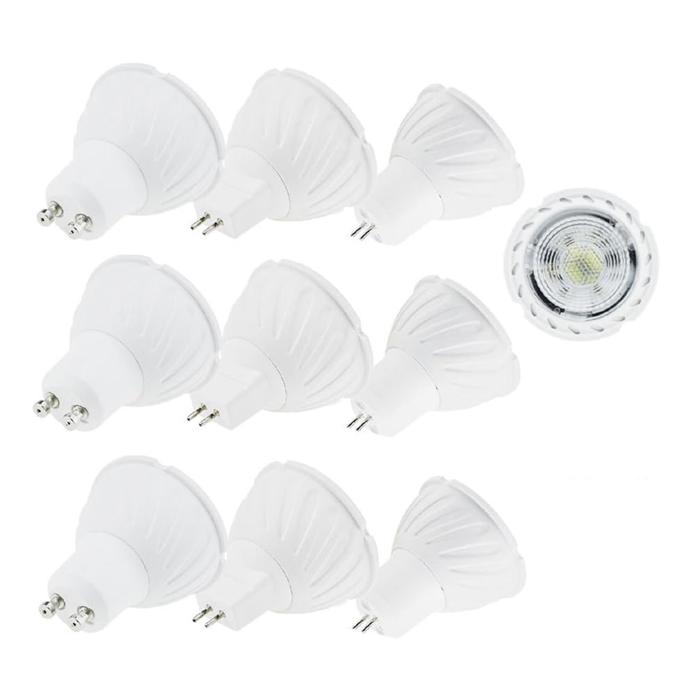 Jiaxu Lighting 10 Uds. Foco LED Regulable GU10 MR16 7W GU5.3 lámpara LED COB 220V lámpara de Bombilla Blanca fría/cálida for iluminación de Oficina en casa Bombillas para el hogar (Color : Cold White
