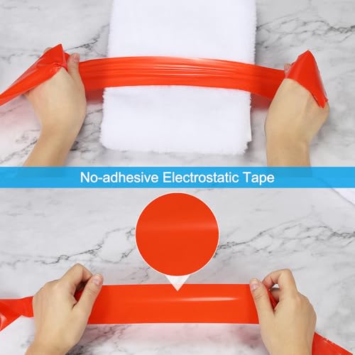 Image of PATIKIL Non Stick Static Tapes 2 in x 50 Ft, 3 Roll Duct Tape No Glue Electrostatic Adsorption Tape for Organizing Cables Securing Crafts, Black