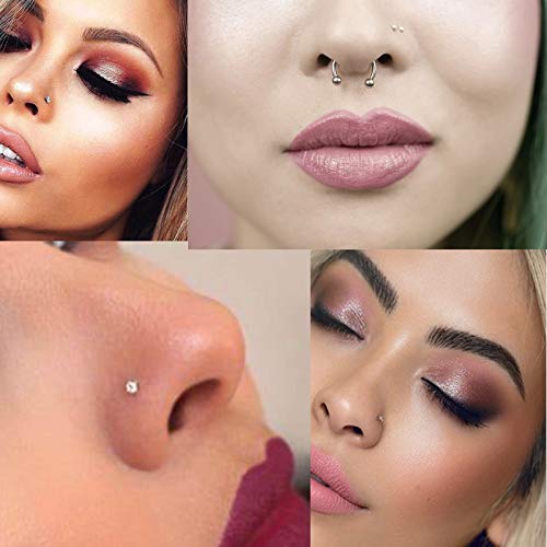 Kridzisw 18G 20G Nose Rings Stud Hoops For Women 20G Stainless Surgical Steel Screw Spiral Twist Corkscrew Curved Nose Nostril Hoop Bar Ring Body Piercing Jewelry For Women Men Silver Black Colorful #TOP3