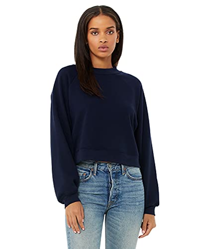 Image of Bella + Canvas Womens Raglan Pullover Fleece (B7505) -Black -XL