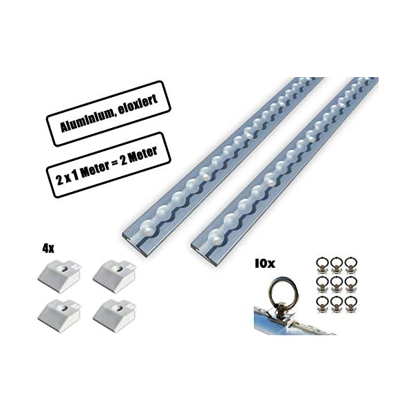 2 StÃ¼ck je 1 m | Airlineschiene eckig | mit Bohrungen | Alu | 1000mm | inkl 10 StÃ¼ck Fitting, einfach + 4 StÃ¼ck Endkappe | Ladungssicherung fÃ¼r LKWs und Wohnmobile | Gebohrte Zurrschiene | eloxiert