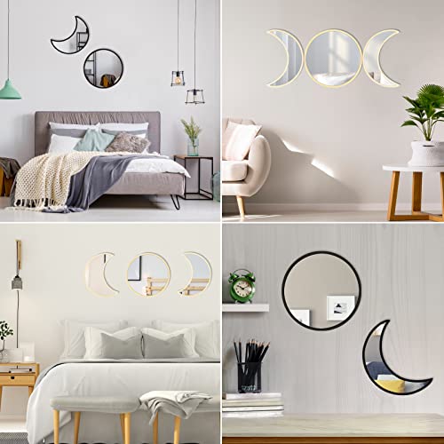 Fpvera 5 Pcs Scandinavian Boho Decor Moon Wall Mirror Decor Bohemian Nordic Moon Mirror Wall Art Decoration For Home Living Room Bedroom - Boho Moon Mirror Wall Decor (Beige, Acrylic) #TOP6