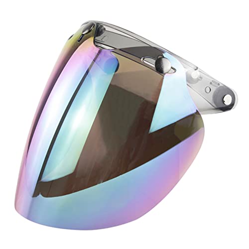 XYJTC Motorrad Helmvisier, offenes, Motorradhelm-Bubble-Linse, 3-Snap-Bubble-Windschutzvisier, Silber (Silber)(Colorful)