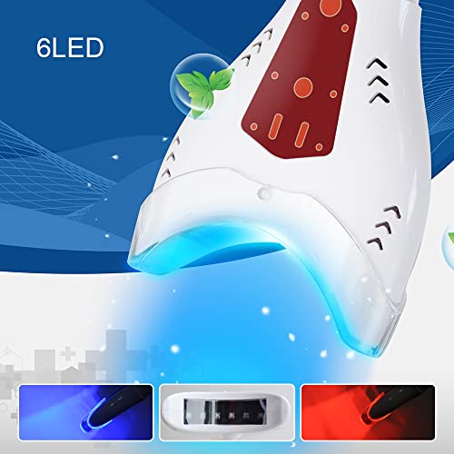 Image of 4 Colors Teeth Whitening Machine, Professional LED Teeth Whitening Light, Mobile Dental Teeth Whitening Bleaching Lamp, Cold Light Tooth Whitener 4 Modes with Remote Control, Floor Stand Type (Red)