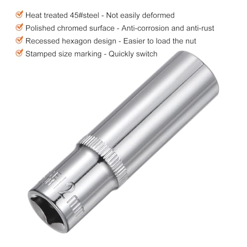 sourcing map 6-Point Socket 3/8" Drive 12mm Deep 2.44" Length 45# Steel Metric Square Drive Sockets Polishing Chromed Sockets for Car Repair Mechanical Maintenance Home Use 4 sourcing map 6-Point Socket 3/8" Drive 12mm Deep 2.44" Length 45# Steel Metric Square Drive Sockets Polishing Chromed Sockets for Car Repair Mechanical Maintenance Home Use - Image 4