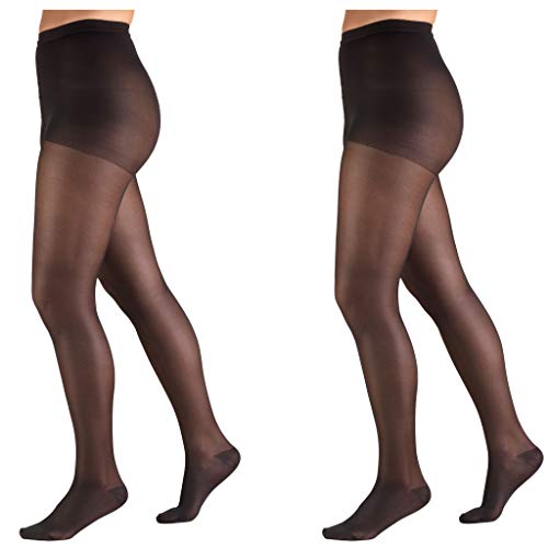 Truform Lites Pantyhose, 15-20 mmHg of Compression, Extra Tall, Black (Pack of 2)