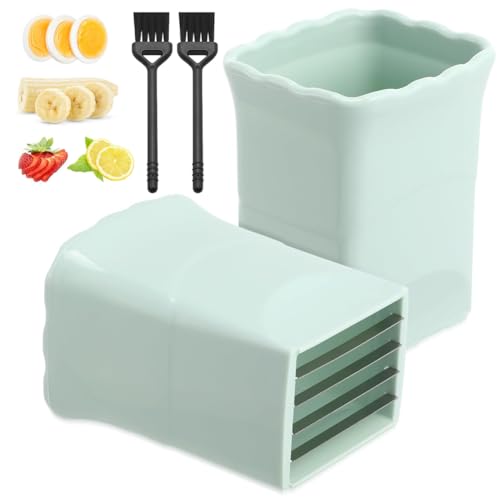 2 Stück Edelstahl Obstschneider, multifunktional für Erdbeere, Banane, Ei, Gemüse und Schnellsalat