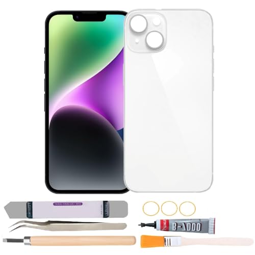 Back Cover Glass Replacement Compatible with iPhone 14 6.1 inches with Repair Tool Kits (White) by Dymicbit - Used condition - CA$9.83