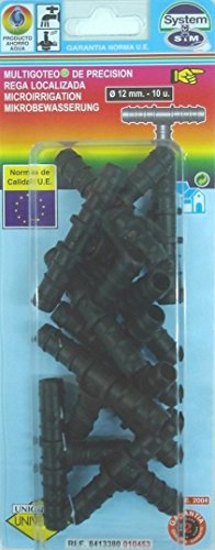 S&M 010453 Te de Goteo 12 mm-Blíster de 10 Unidades, Negro