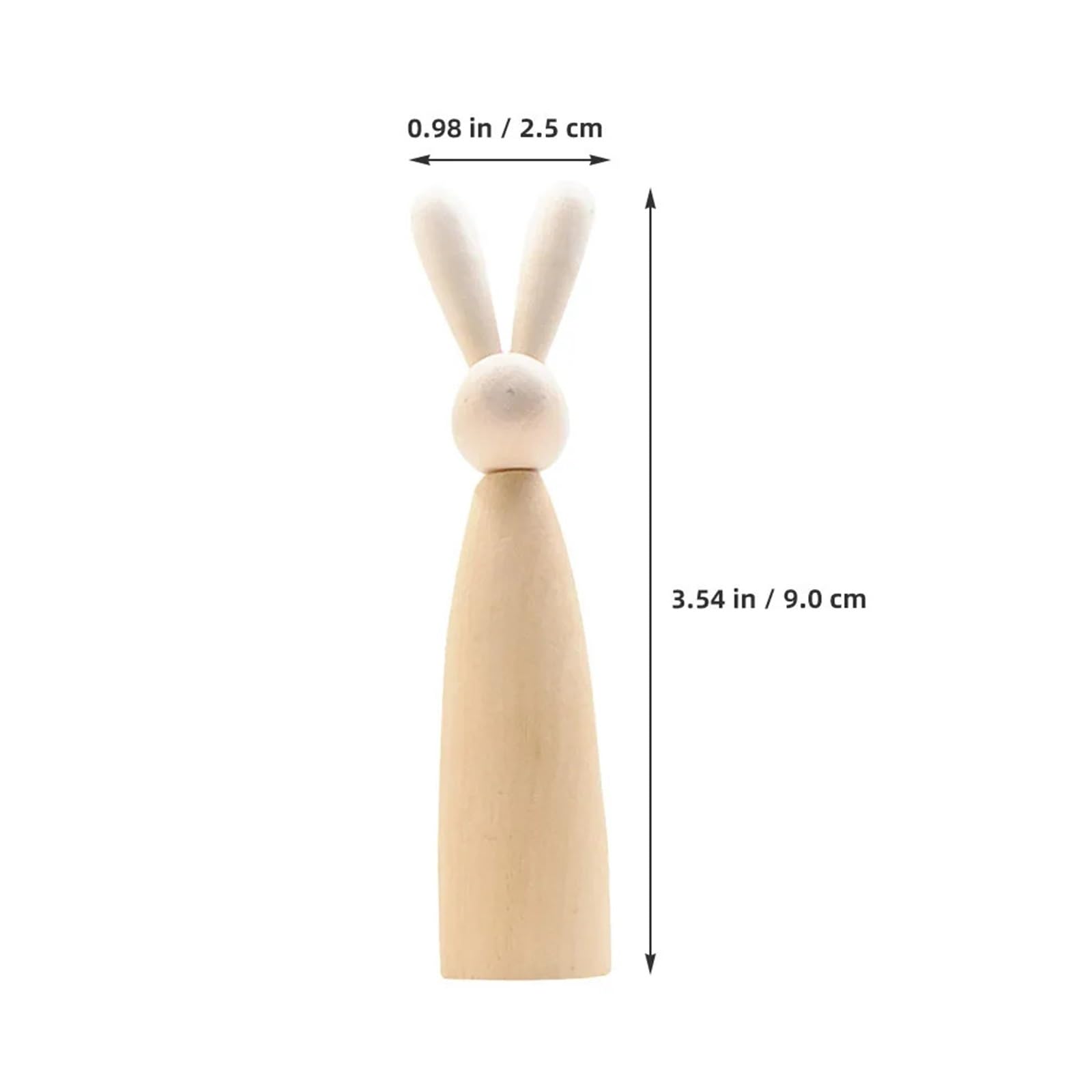 Muñecas de Madera Peg Figuras de clavija conejito madera Natural, estatuas animales pequeñas sin pintar for manualidades, decoraciones, hecha a mano, 12 Uds