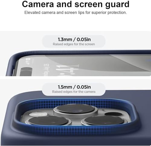 Image of Premium Liquid Silicone Case for iPhone 16 Pro - Slim Full Body Protective Back Cover with Soft Microfiber Lining, Anti-Slip Grip Scratch Resistant Phone Case (Navy Blue)