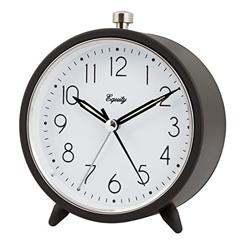Equity 20091 5 Inch Silent Sweeping Quartz Metal Alarm Clock, Dark Gray #TOP1