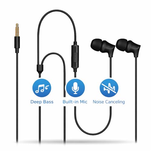 Image of XPAPA iBlast Wired Earphone, Powerful HD Mic for Clear Calls, in-Line Volume Controller, Active Noise Cancellation, MilkyWite, 3.5mm Jack- Royal Black