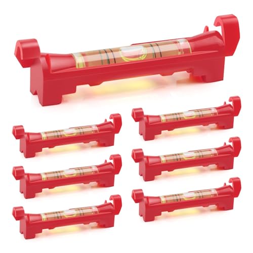 7PCS Mini String Line Level: 75×12mm Hanging Bubble String Line Spirit Level Ideal for Bricklaying Metalworking Tiling and Construction (Red)