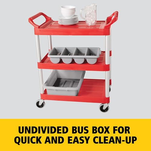 Image of Rubbermaid Commercial Products Standard Bus /Utility Box, 4.6-Gallon, Gray, Plastic, Heavy Duty Restaurant Wash Basin /Dish Washing Tub for Kitchen Organization /Storage