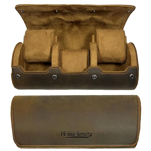 Watch Roll Travel Case with Leather & Organizer